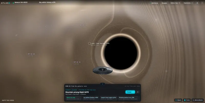 A black hole bending the light around it