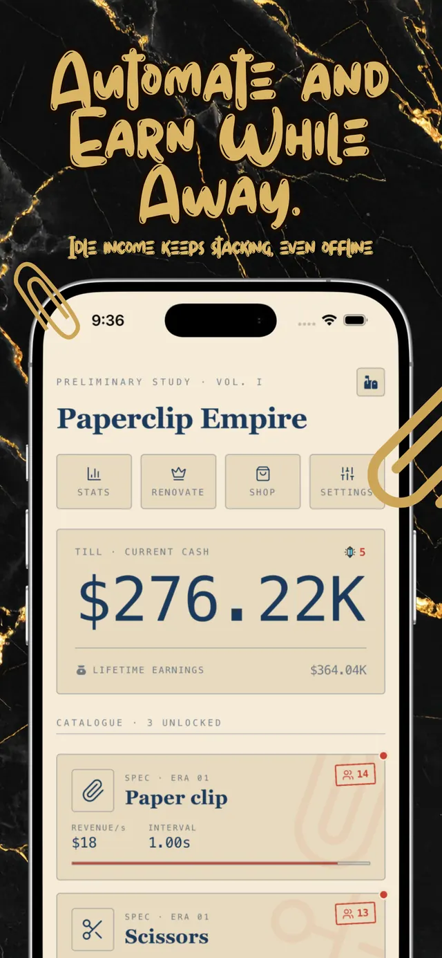 Automate and earn while away — idle income keeps stacking, even offline
